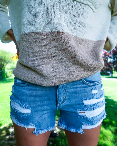 Feeling Lucky Distressed Shorts