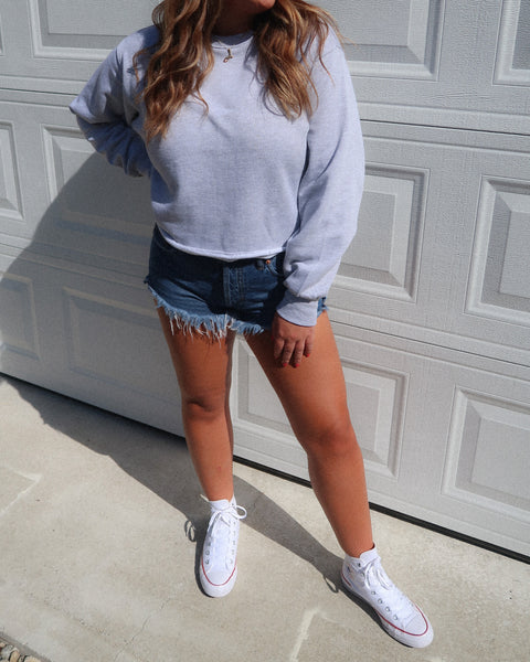 Cropped Pullover- Grey